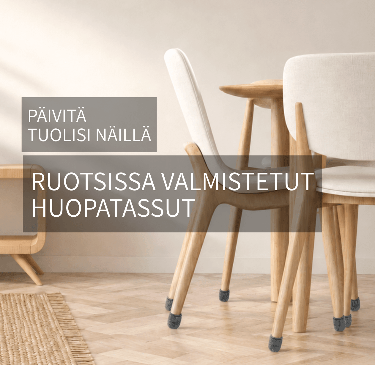 Muotoillut huopatuolin korkit